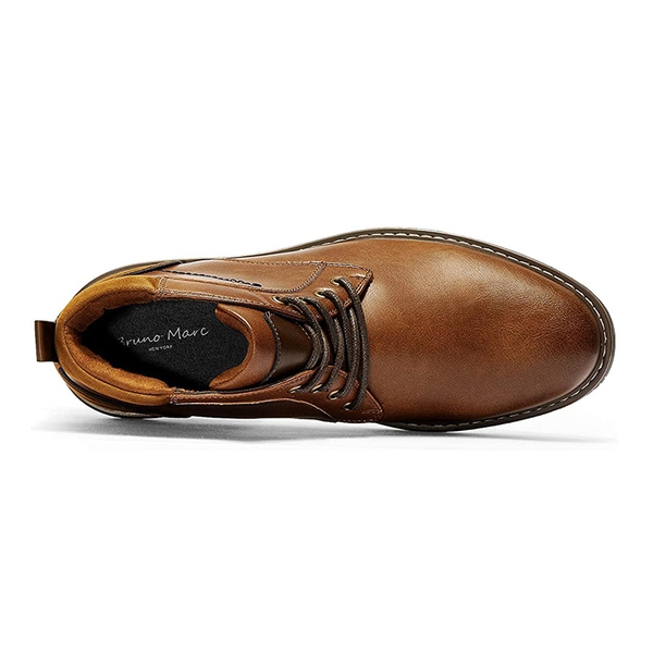 Men's Synthetic Leather Chukka Dress Boots - BROWN - 3