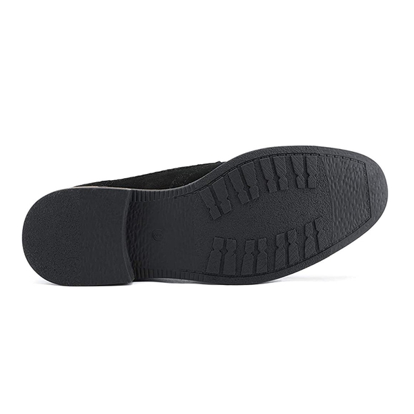 Men's Lace-Up Wingtip Suede Oxford Shoes - BLACK - 4