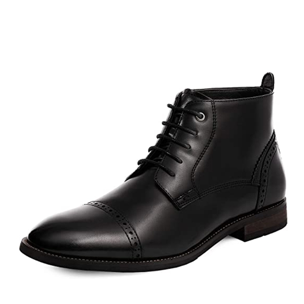 Men's Classic Cap Toe Oxford Ankle Boots - BLACK -  0