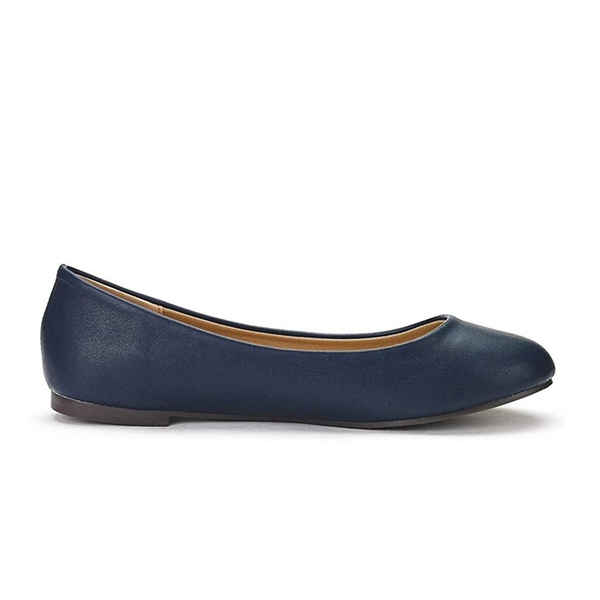 Comfortable Ballerina Walking Flats - NAVY PU - 1