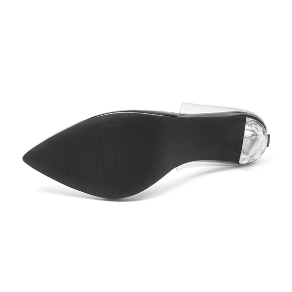 Crystal Pointed Toe Rhinestone Clear Pumps - BLACK CLEAR - 4