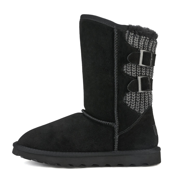 Fur Lined Winter Boots - BLACK - 3