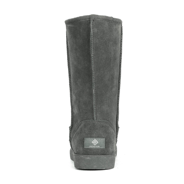 Suede Faux Fur Snow Boots - GREY - 4