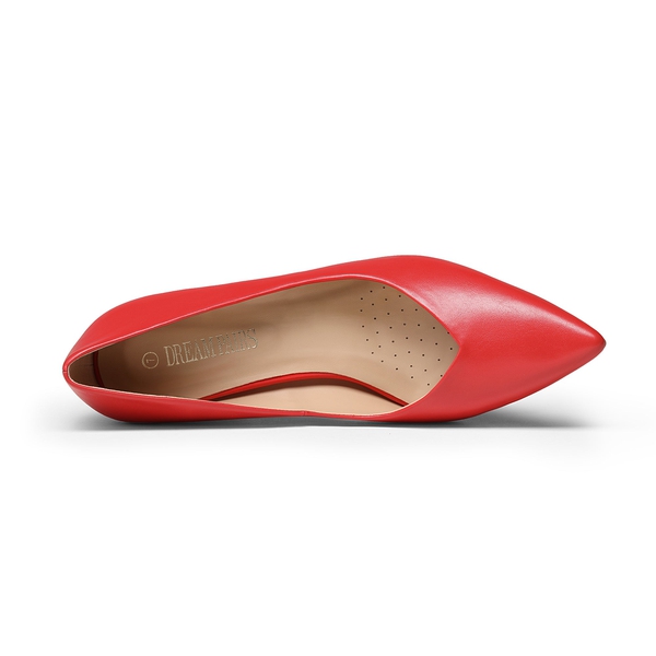 Pointed Toe Chunky High Heel Pumps - RED PU - 2