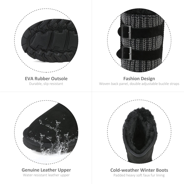 Fur Lined Winter Boots - BLACK - 6