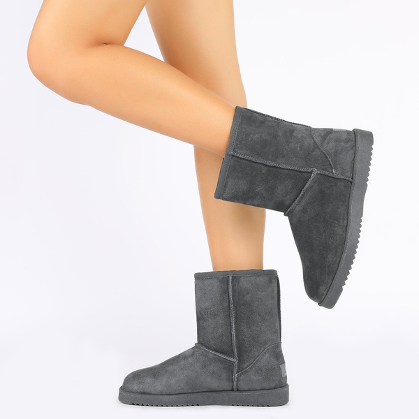 Suede Mid Calf Snow Boots - GREY - 2