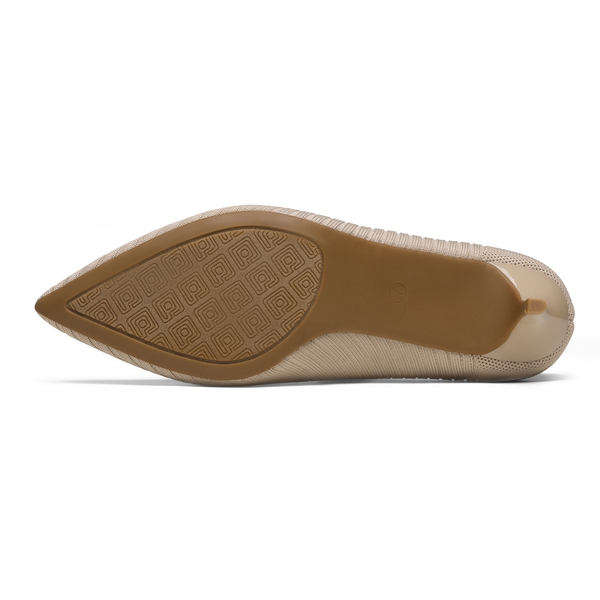 Pointed Toe Knitted Kitten Heel Pumps - NUDE-APRICOT KNITTING - 3