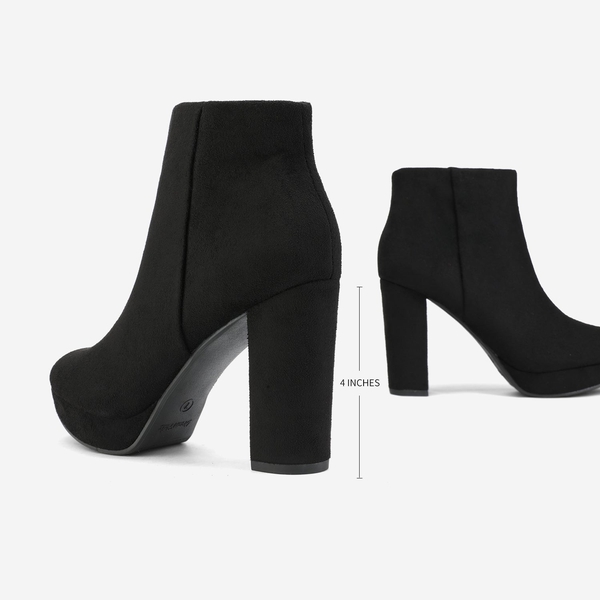 Lace Up High Heel Ankle Boots - BLACK - 3