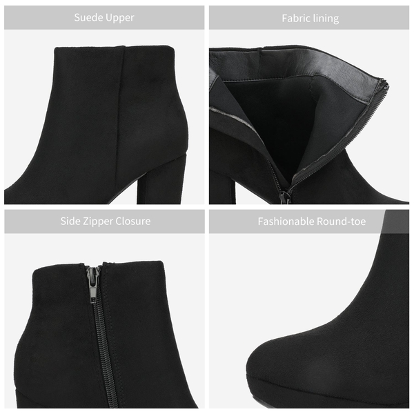 Lace Up High Heel Ankle Boots - BLACK - 5