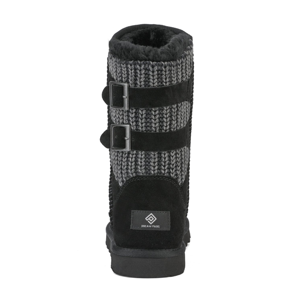 Fur Lined Winter Boots - BLACK - 4