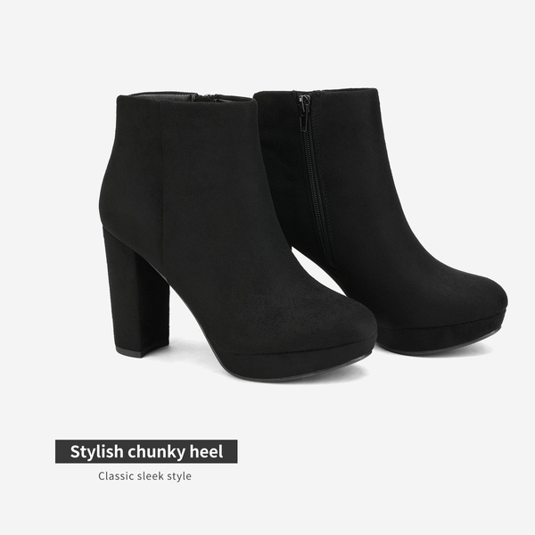 Lace Up High Heel Ankle Boots - BLACK - 4