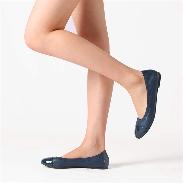 Ballet Walking Flats Shoes - NAVY - 5
