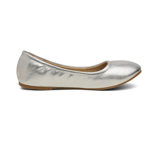 Classic Ballet Flats Shoes - SILVER PU - 2
