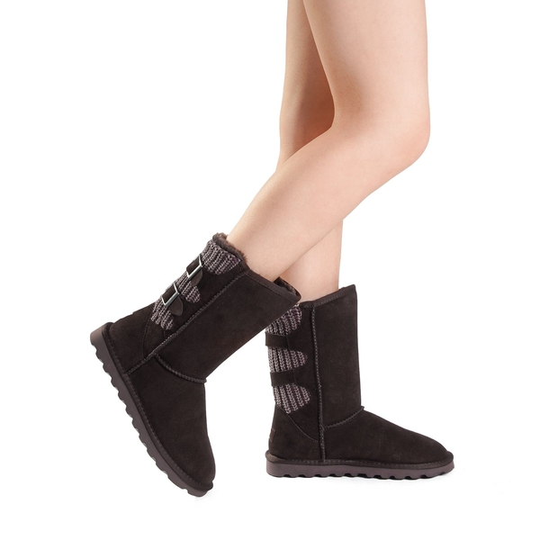 Fur Lined Winter Boots - BROWN - 2