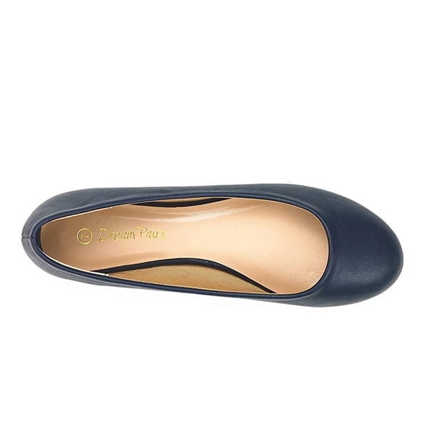 Comfortable Ballerina Walking Flats - NAVY PU - 2