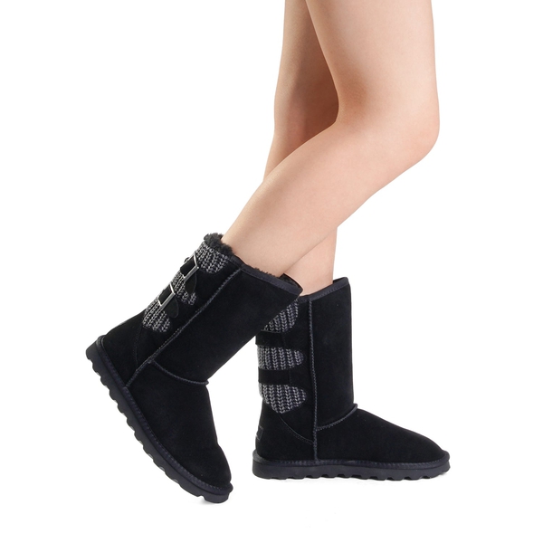 Fur Lined Winter Boots - BLACK - 2