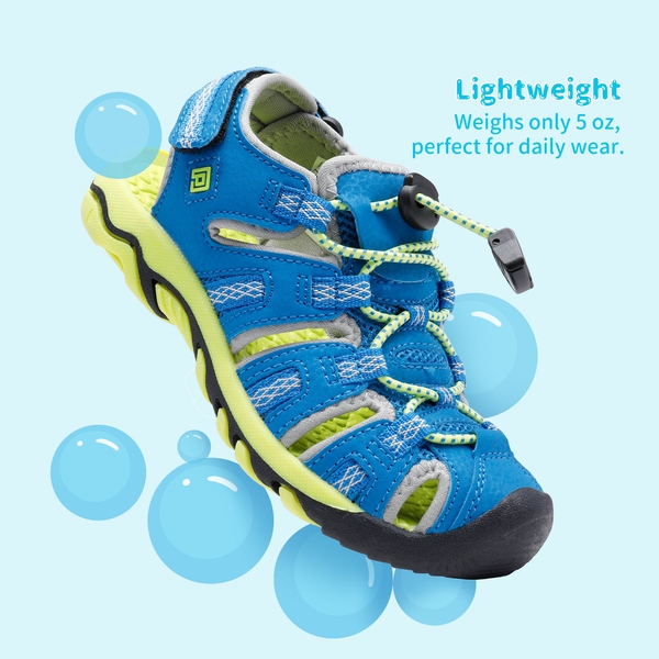 Boys Girls Outdoor Athletic Sandals - ROYAL BLUE GREY NEON GREEN - 4