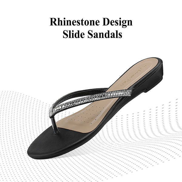 Rhinestone Flip-Flop Sandals - BLACK - 2