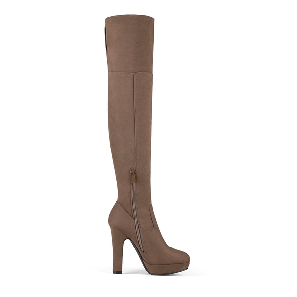Thigh High Chunky Platform Boots - KHAKI - 4