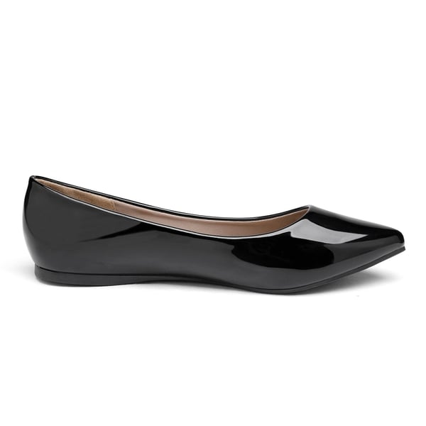 Pointed Toe Ballet Slip On Flatsccc - BLACK PAT - 1