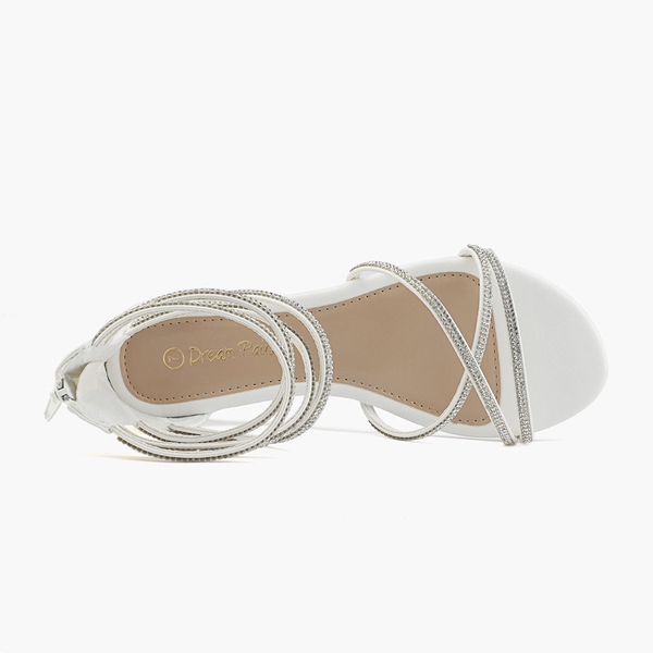 Ankle Strap Low Wedge Sandals - WHITE - 4