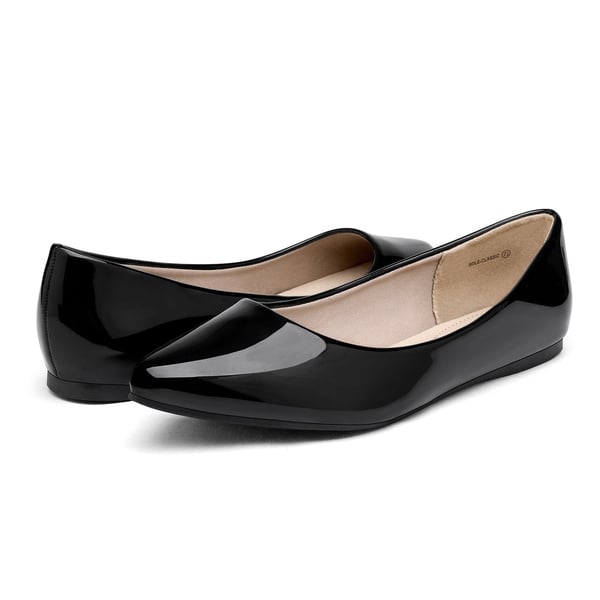 Pointed Toe Ballet Slip On Flatsccc - BLACK PAT - 3