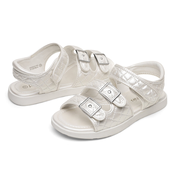 Girls Buckle Strap Sandals - BEIGE WHITE - 5