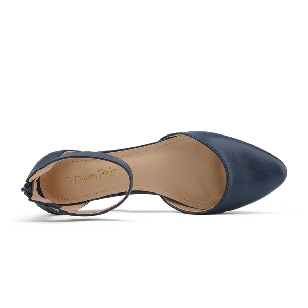 Amiga Ankle Strap Flats Shoes - NAVY PU - 2