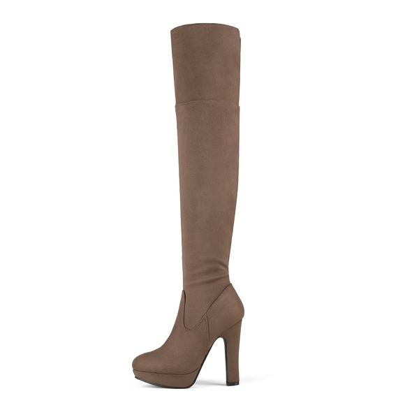 Thigh High Chunky Platform Boots - KHAKI - 3