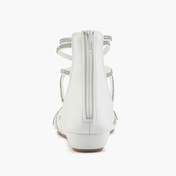 Ankle Strap Low Wedge Sandals - WHITE - 5