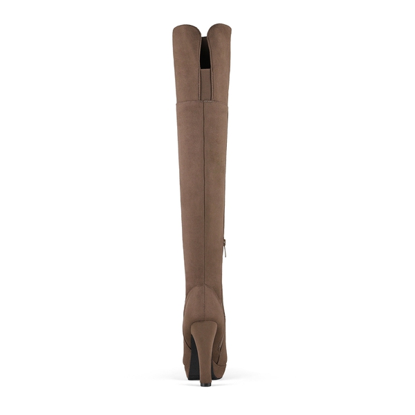 Thigh High Chunky Platform Boots - KHAKI - 6