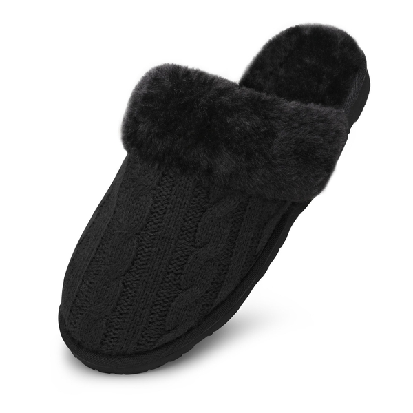 Winter Knitted House Slippers - BLACK - 5
