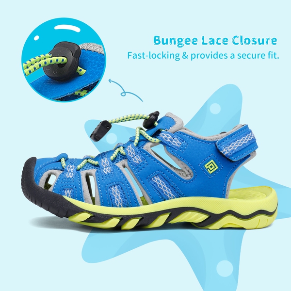 Boys Girls Outdoor Athletic Sandals - ROYAL BLUE GREY NEON GREEN - 1