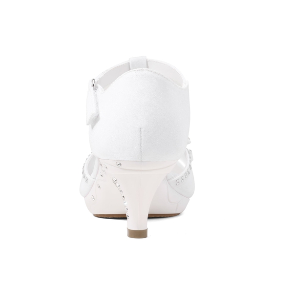 Girls Low Heel Glitter Pump Sandals - WHITE - 5