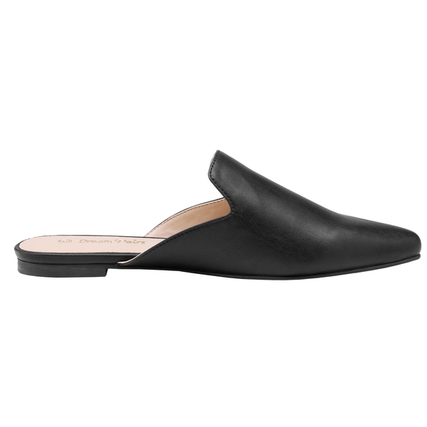 Pointed Toe Flat Mules - BLACK PU - 2