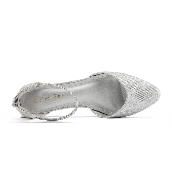 Wedge Ankle Strap Flats Shoes - SILVER GLITTER - 2