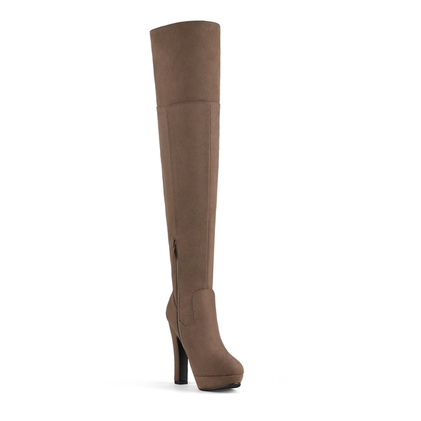Thigh High Chunky Platform Boots - KHAKI - 5