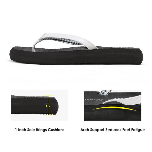 Arch Support Flip Flops - WHITE BLACK - 3