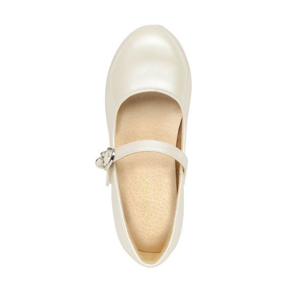 Girls Mary Jane Shoes with Low Heels - IVORY PU - 3
