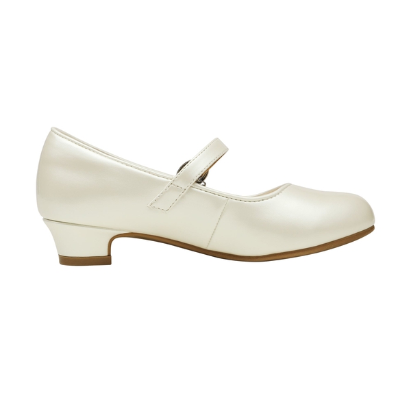Girls Mary Jane Shoes with Low Heels - IVORY PU - 2