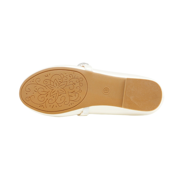 Girls Mary Jane Ballet Flats - WHITE PU - 4