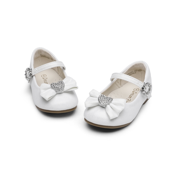 Girl's Bow Mary Jane Flats - WHITE - 4