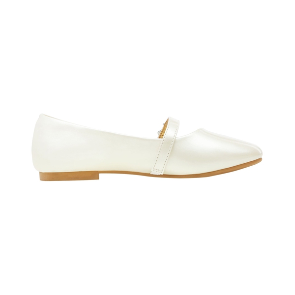 Girls Mary Jane Ballet Flats - WHITE PU - 2