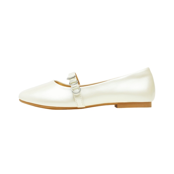 Girls Mary Jane Ballet Flats - WHITE PU - 1