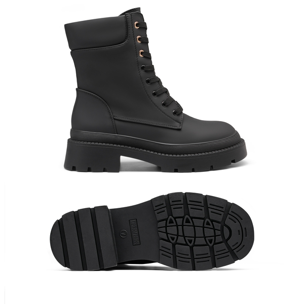 Lug Sole Platform Combat Boots - BLACK - 4