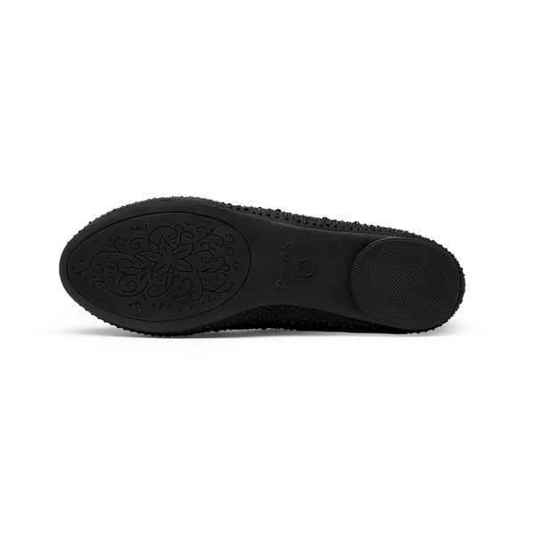 Ballet Rhinestone Sparkly Flats Shoes - BLACK - 4