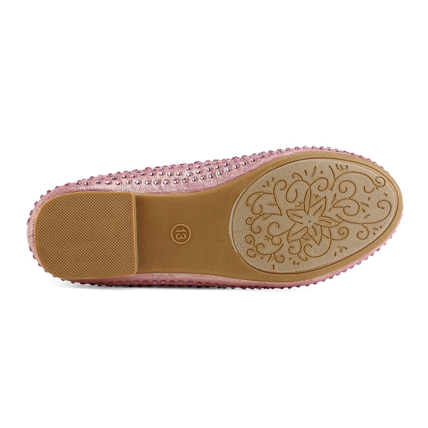Girl's Slip-On Party Ballerina Flats - PINK SUEDE - 3