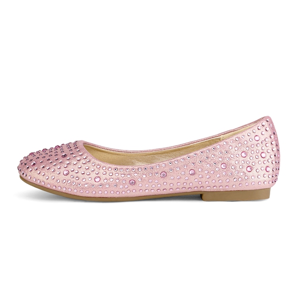 Girl's Slip-On Party Ballerina Flats - PINK SUEDE - 1
