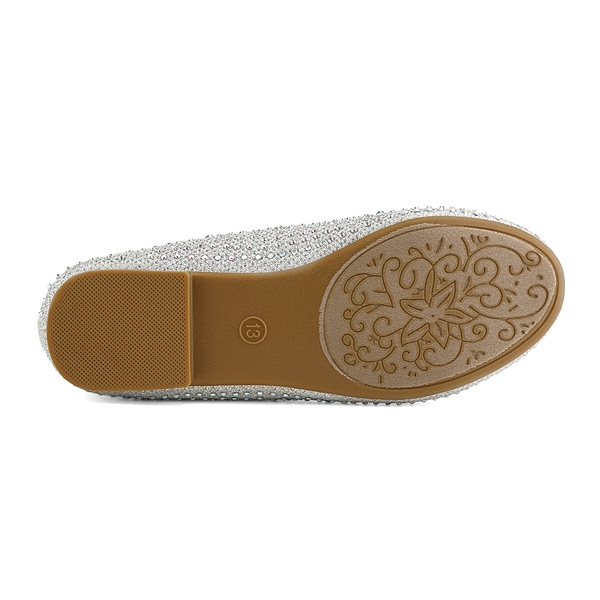 Girl's Slip-On Party Ballerina Flats - SILVER GLITTER - 3