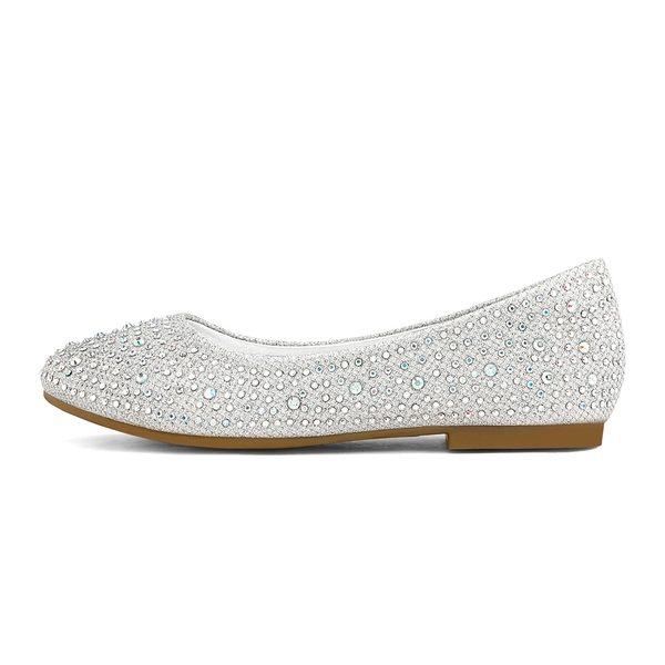 Girl's Slip-On Party Ballerina Flats - SILVER GLITTER - 1